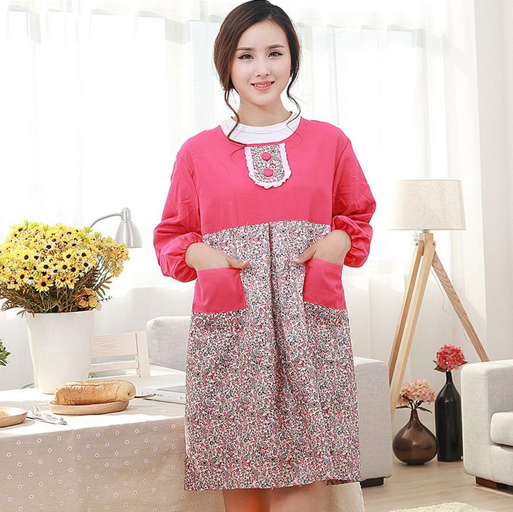 加厚长袖围裙 厨房防水防油污围裙 家务清洁反穿衣成人罩衣